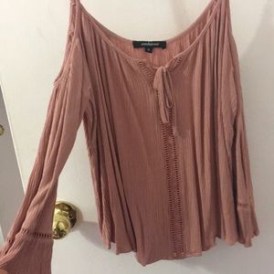 Light pink shoulderless top!